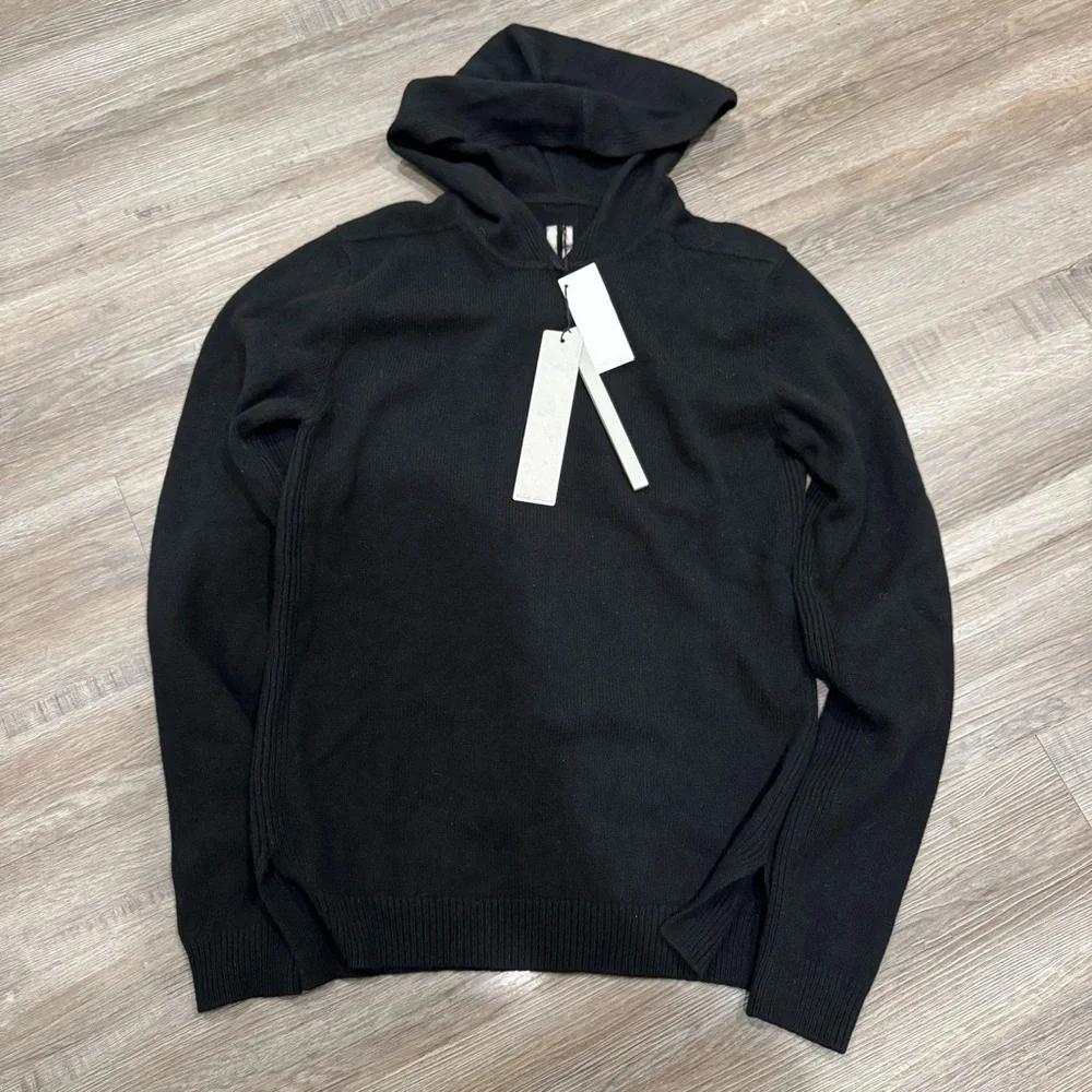 Rick Owens Recycled Cashmere Hoodie Black Pullover Cardigan